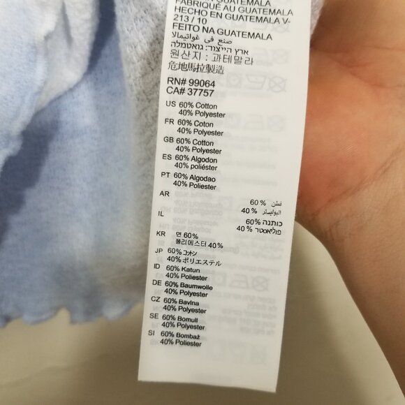 NWT Billabong Breeze By Top Tie Dye Cropped Blue/White Size M - Picture 7 of 7